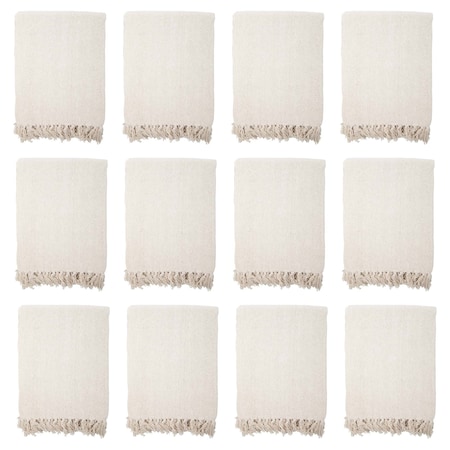 Monarch Brands Common Ground Throw Blankets, 50in x 70in, Patterned , Cream, 12PK THROW-50X70-CR-CS